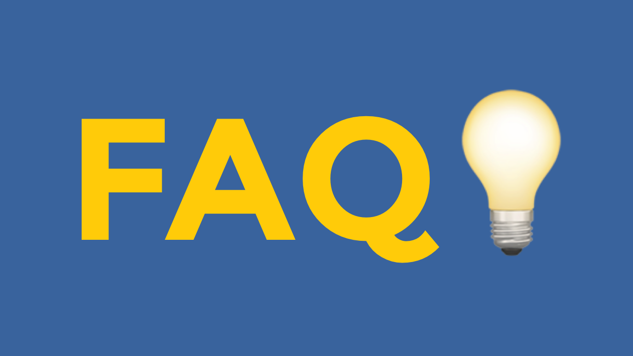FAQ letters and a lightbulb