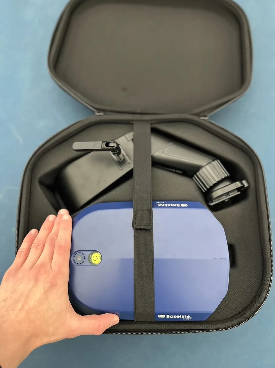 Baseline Vision size compared to a hand