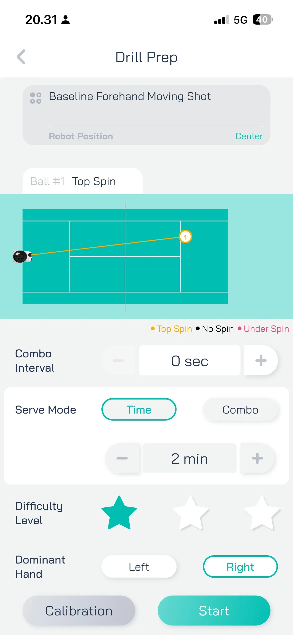 Pongbot app drill modification menu